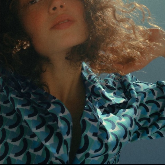 ZARA BNWT Geometric Print Shirt Dress - Picture 4 of 5